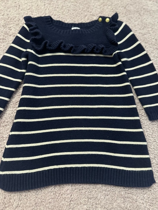 GAP Other - Baby Gap Navy Striped Knit Sweater Dress Ruffle 12-18M